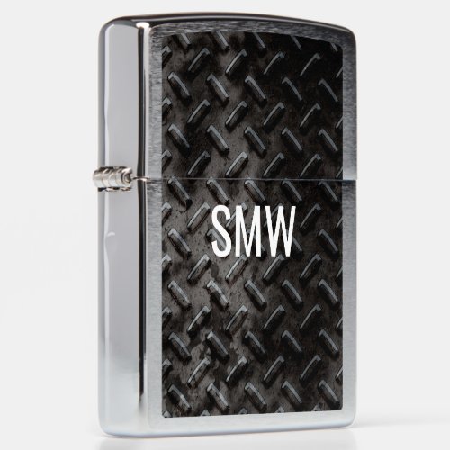 Faux Grunge Black Stamped Monogram Zippo Lighter