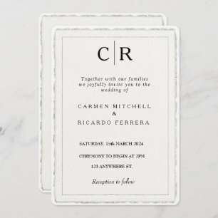 Faux Hand-Torn Script Modern Deckle Edge Invite