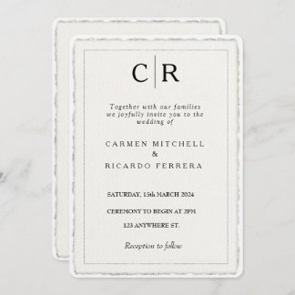 Faux Hand-Torn Script Modern Deckle Edge Invite