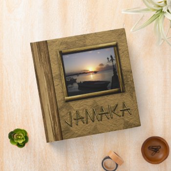Faux Handmade Jamaica Vacation Photo 3 Ring Binder by machomedesigns at Zazzle