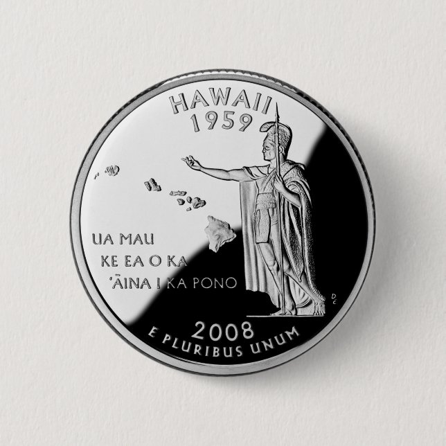 Faux Hawaii State Quarter Pinback Button (Front)