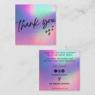 Faux Holo Hearts Trendy Media Insert Business Card