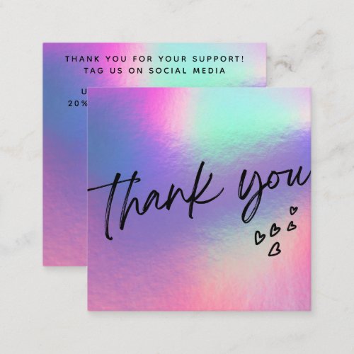 Faux Holo Hearts Trendy Media Insert Business Card