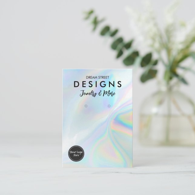 Faux Holo Logo Social Media Earring Display Card (Standing Front)