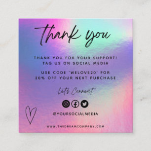 Faux Holo Media Insert Thanks Mini Business Card