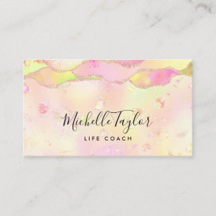 faux holograph iridescent opal stone elegant logo business card