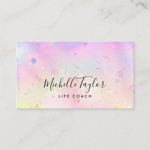 faux holograph iridescent opal stone elegant logo  business card