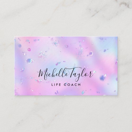 faux holograph iridescent opal stone elegant logo  business card