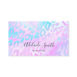faux holograph leopard skin business card