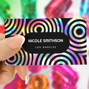 faux holographic abstract circles business card
