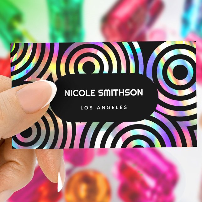 faux holographic abstract circles business card (Creator Uploaded)