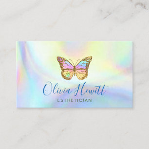 FAUX holographic background butterfly Business Card