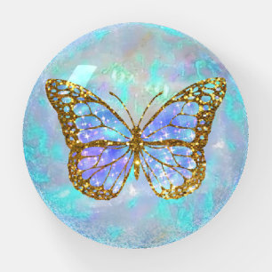 FAUX holographic blue glitter butterfly Paperweight
