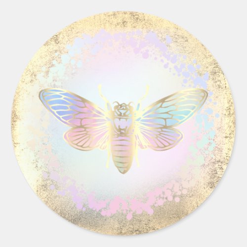 faux holographic bug logo classic round sticker