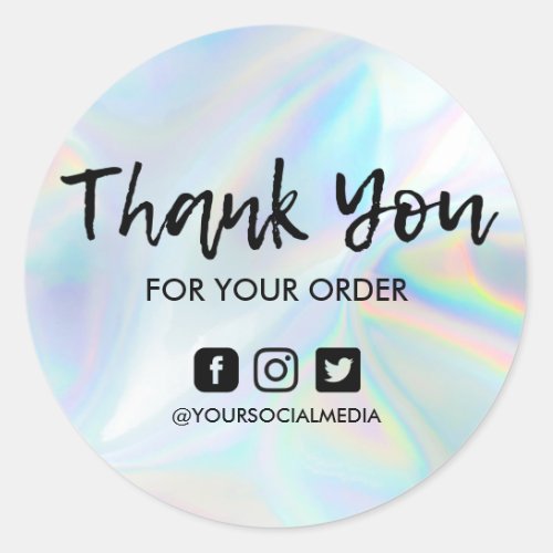 Faux Holographic Business Thank You Classic Round Sticker