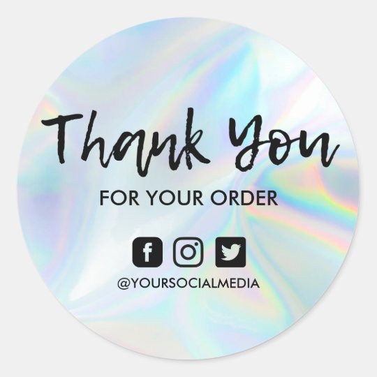 Faux Holographic Business Thank You Classic Round Sticker | Zazzle.com