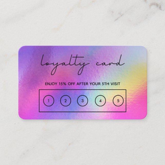Faux Holographic Calligraphy Loyalty Card (Front)