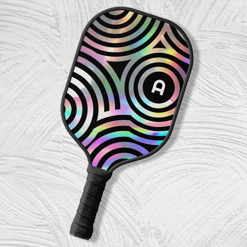 faux holographic circles monogram  pickleball padd pickleball paddle