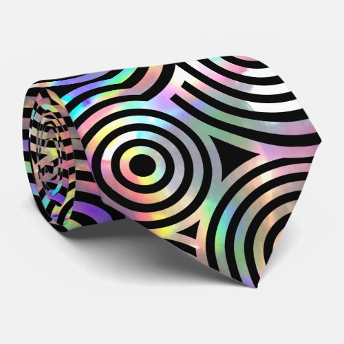 faux holographic circles  neck tie