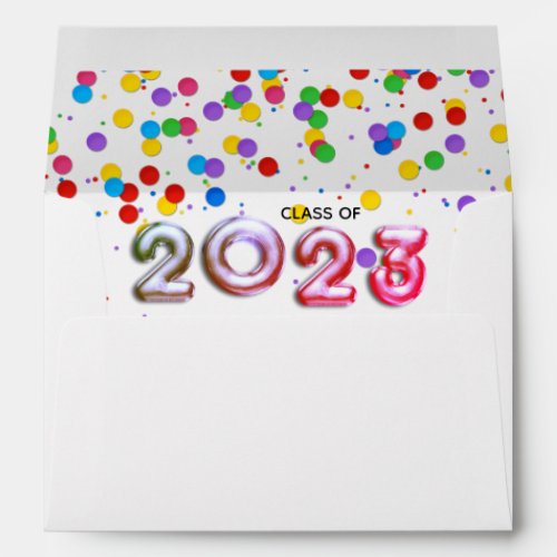 Faux Holographic Class of 2023 Confetti Graduation Envelope