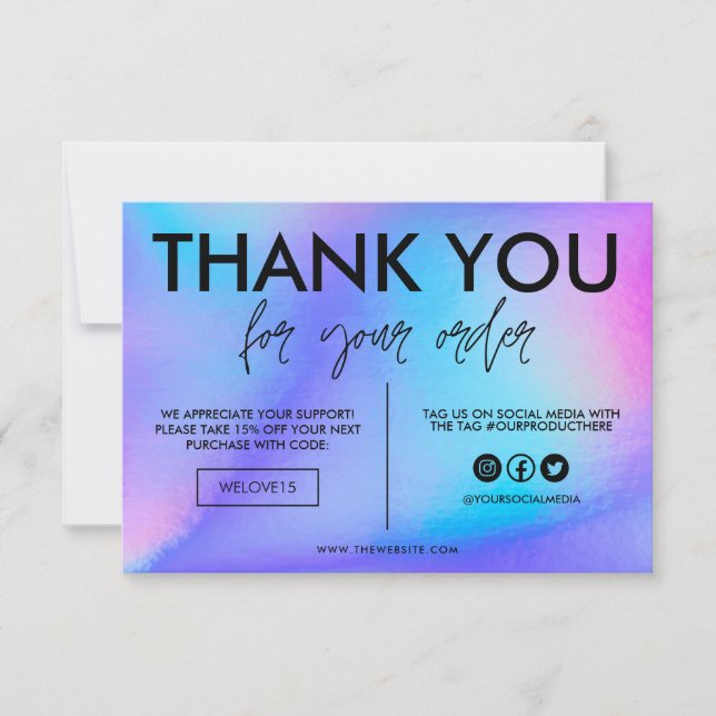 Faux Holographic Color Thank you Media Insert (Front)