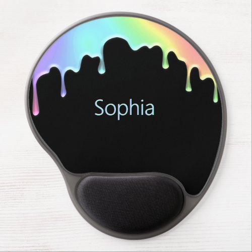 Faux Holographic Colorful Rainbow Drops Modern Gel Mouse Pad