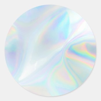 Faux Holographic Custom Trendy Classic Round Sticker by TwoTravelledTeens at Zazzle