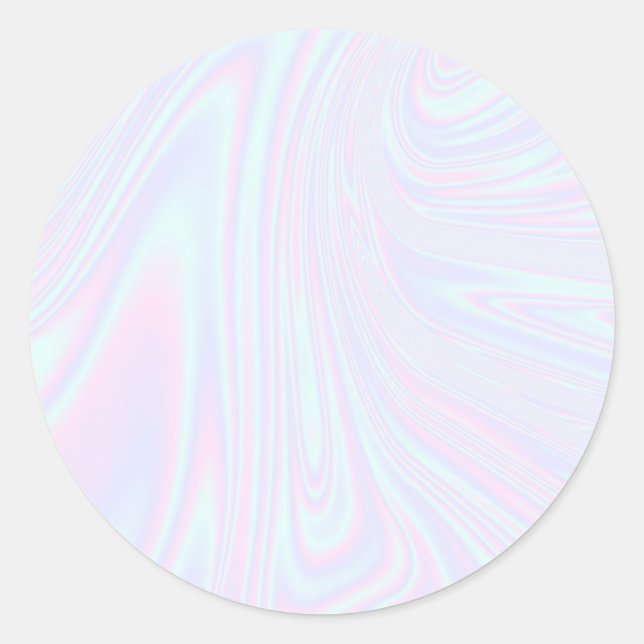 Faux holographic effect texture blue classic round sticker (Front)