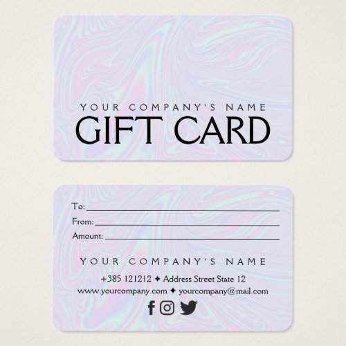 Faux holographic effect texture blue Gift Card