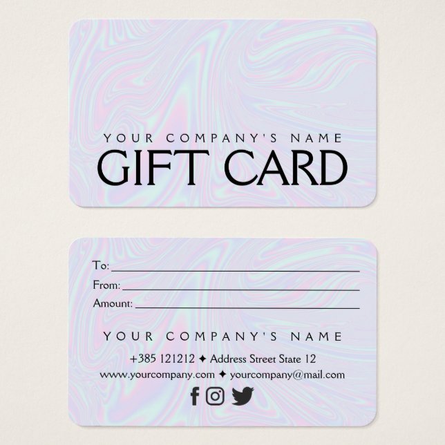 Faux holographic effect texture blue Gift Card (Front & Back)