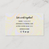 Faux holographic effect texture yellow business card (Back)
