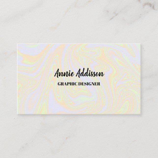 Faux holographic effect texture yellow business card (Front)