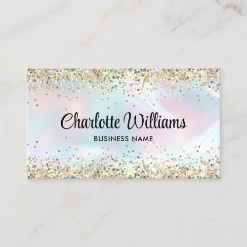 Faux Holographic Elegant Glitter Borders Trendy Business Card