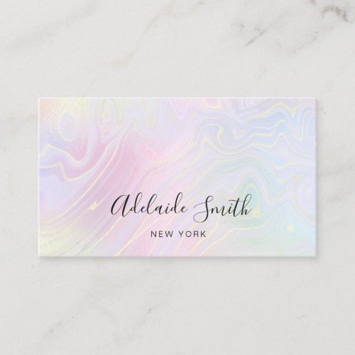 FAUX holographic fluid marble pastel colors Business Card