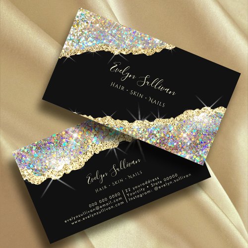 Faux Holographic Glitter Business Card