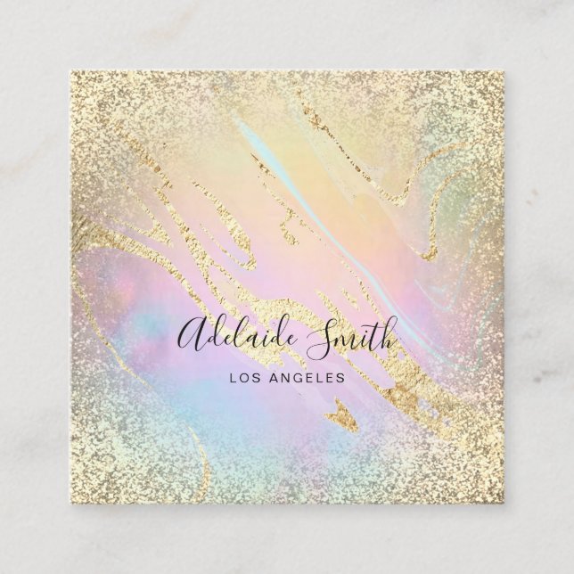 FAUX holographic glitter elegant design Square Business Card (Front)
