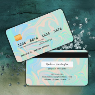 Faux Holographic iridescent credit card style