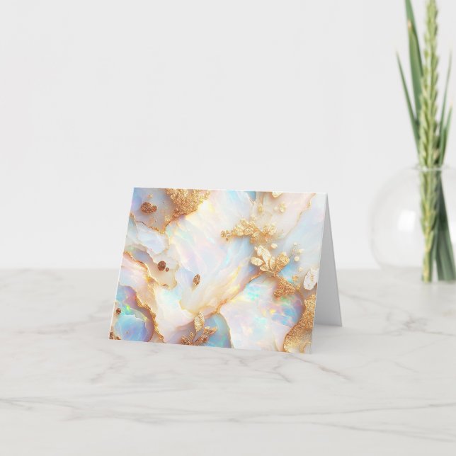 Faux Holographic Iridescent Opal Crystal Blank Card (Front)