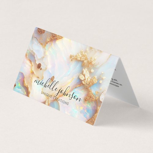 Faux Holographic Iridescent Opal Crystal Creative Business Card