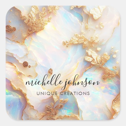Faux Holographic Iridescent Opal Crystal Creative Square Sticker