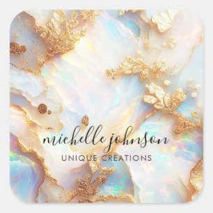 Faux Holographic Iridescent Opal Crystal Creative Square Sticker