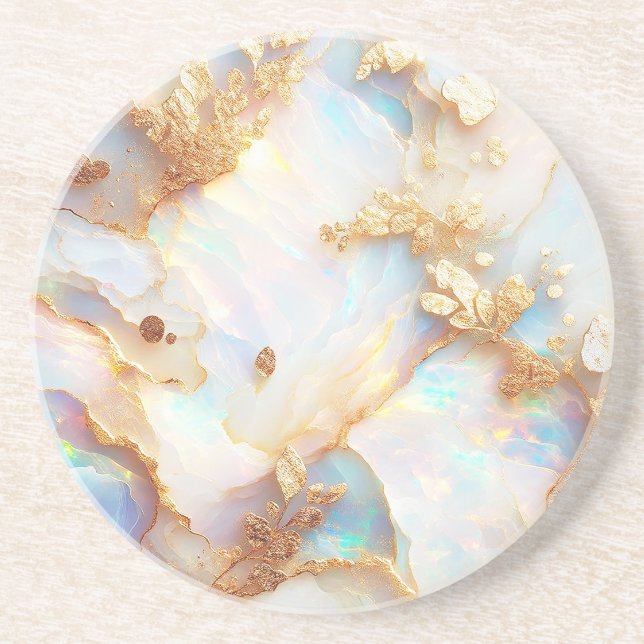 Faux Holographic Iridescent Opal Crystal Fantasy Coaster (Front)