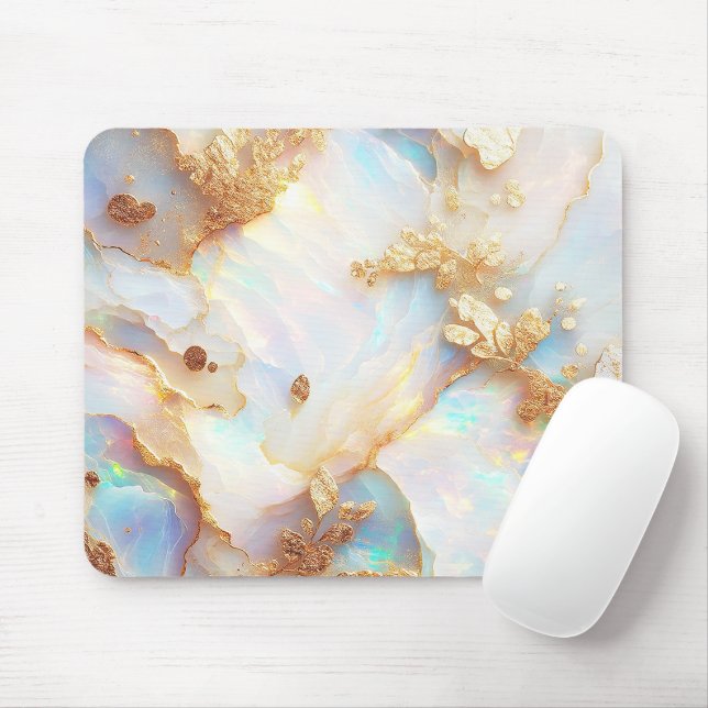 Faux Holographic Iridescent Opal Crystal Fantasy Mouse Pad (With Mouse)