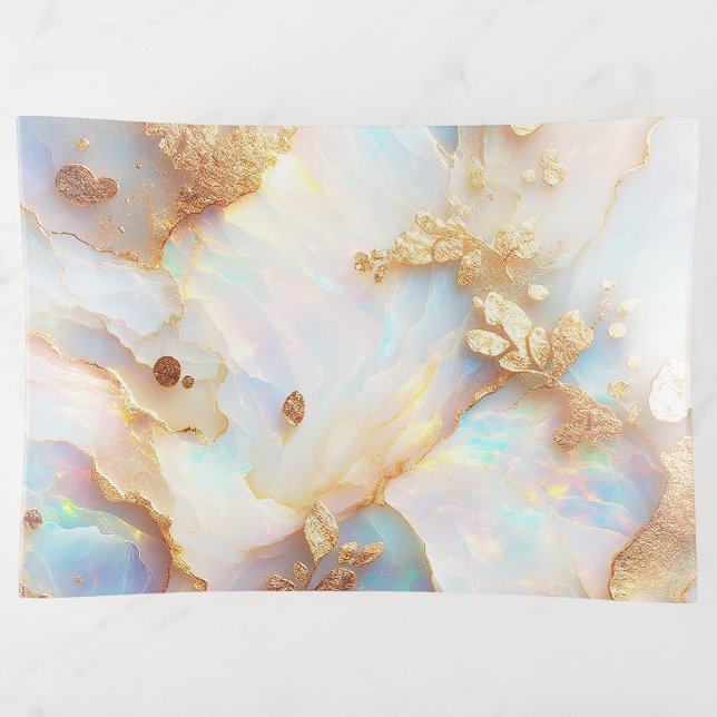 Faux Holographic Iridescent Opal Crystal Fantasy Trinket Tray (Front)