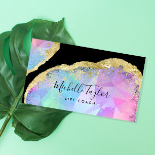 faux holographic iridescent opal stone elegant bus business card