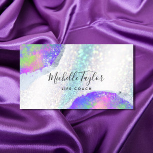 faux holographic iridescent opal stone elegant bus business card