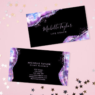 faux holographic iridescent opal stone elegant bus business card