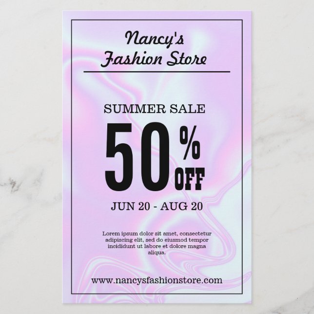 Faux holographic iridescent unicorn skin texture flyer (Front)