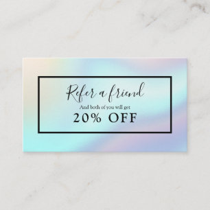 Faux Holographic Lash Tech Client Referral Card