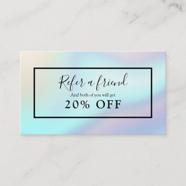 Faux Holographic Lash Tech Client Referral Card (Front)